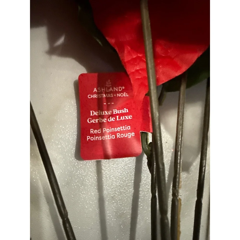 Ashland Christmas Noel Deluxe Bush Red Poinsettia Artificial Floral Stem 785808